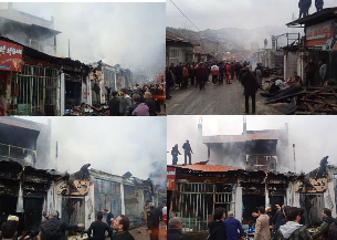 آتش سوزی چند واحد تجاری و مسکونی در سوادکوه